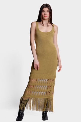 LCDP - Knitted long dress - weeping willow green 207
