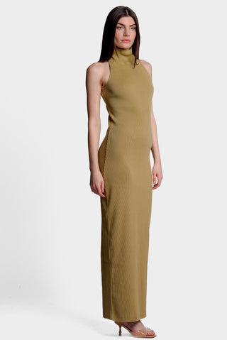 LCDP - Twisted back rib dress - weeping willow green 207