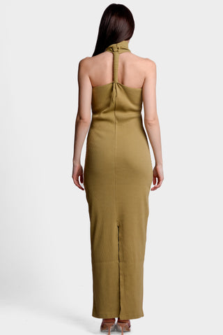 LCDP - Twisted back rib dress - weeping willow green 207