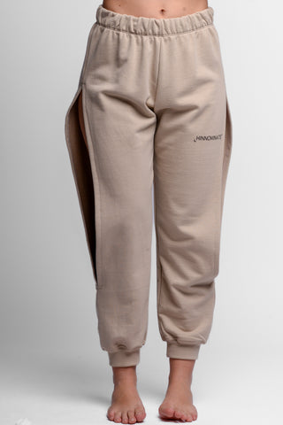 HINNOMINATE - SWEATPANTS WITH OPENINGS - SAND BEIGE