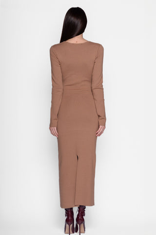 AKEP - DRESS WITH CENTRAL KNOT - CAMEL0