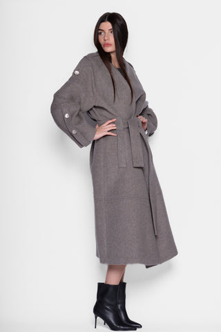 BEATRICE - COAT WITH BUTTONS ON THE SHOULDER - GRAY