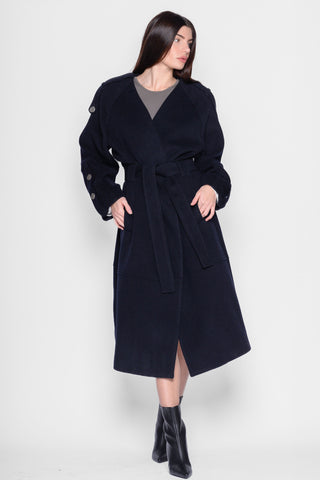 BEATRICE - COAT WITH BUTTONS ON THE SHOULDER - BLUE