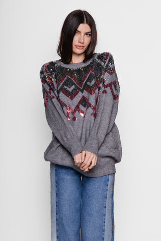 NEO BY LONDON - SWEATER WITH SEQUINS - GRAY
