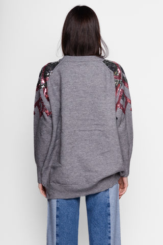 NEO BY LONDON - SWEATER WITH SEQUINS - GRAY
