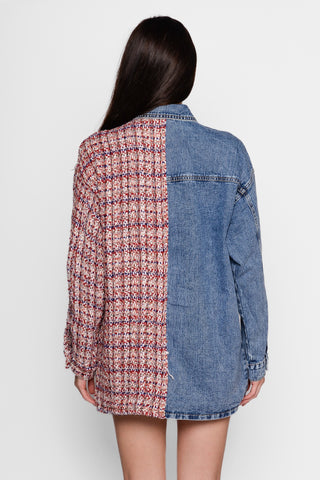 NEO BY LONDON - DENIM SHIRT AND SATIN BOUCLE - JEANS